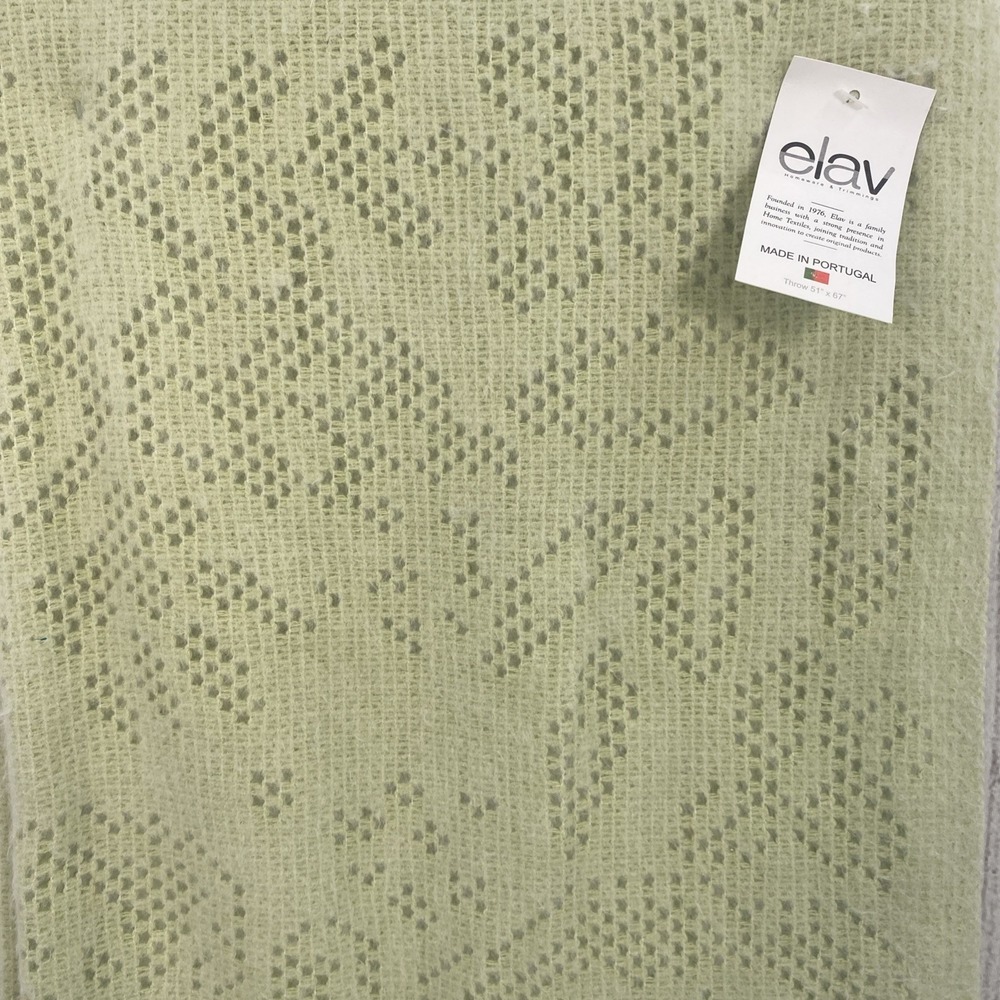 Elav Throw Blanket 51x67 Soft Seafoam Green Open Knit Portugal Delicate Floral - Picture 3 of 16